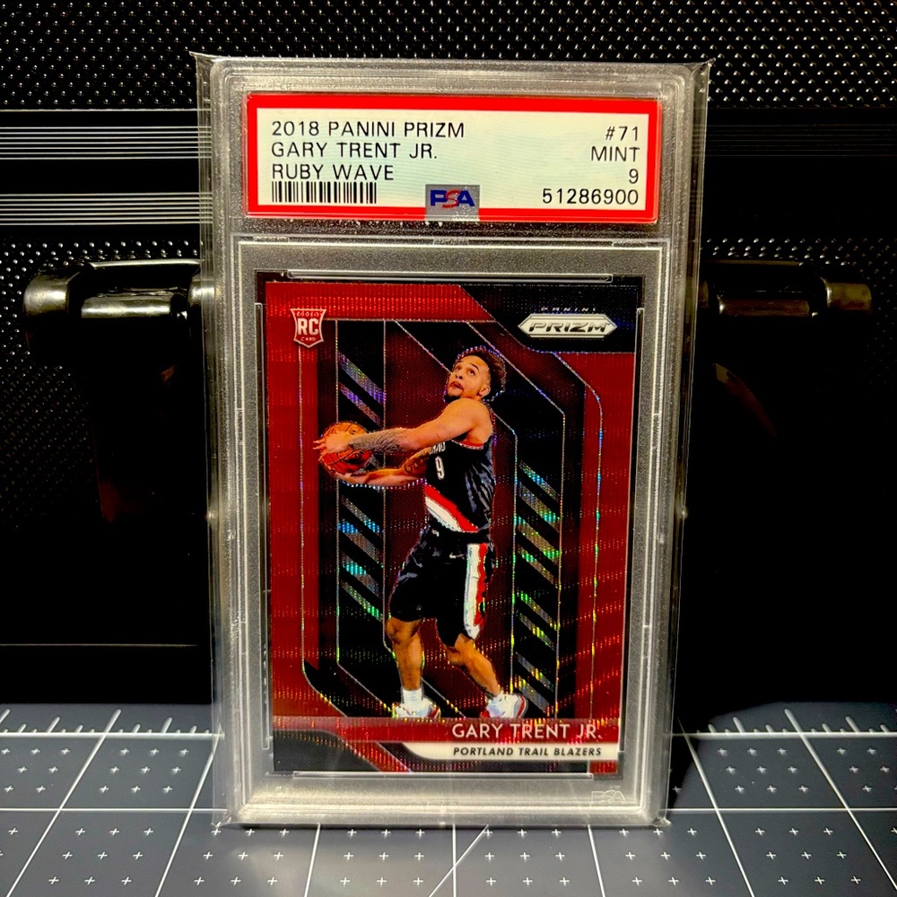 Gary Trent Jr RC Rookie 2018 Panini Prizm #71 RUBY WAVE - PSA 9